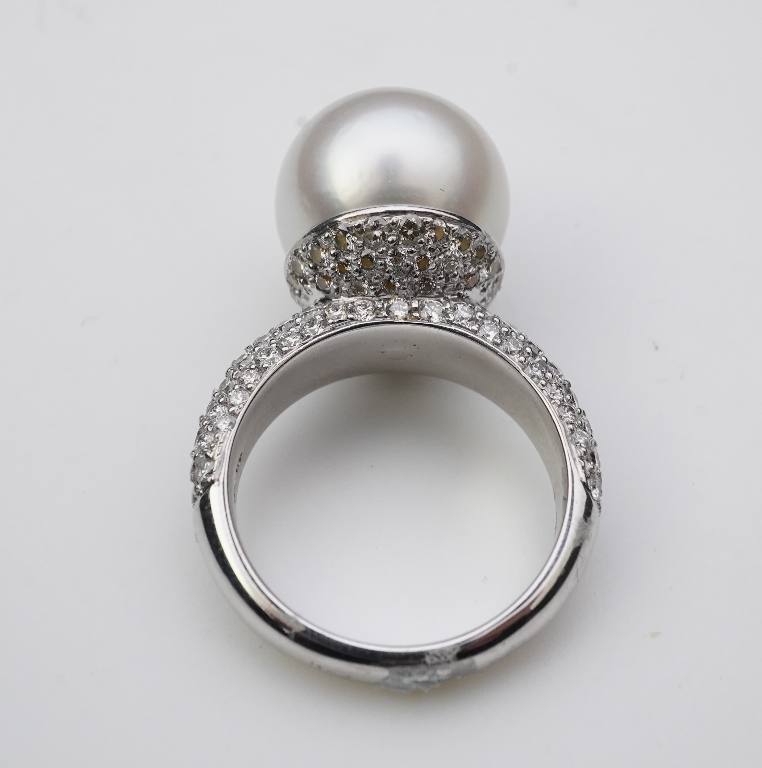 A South Sea cultured pearl and diamond ring